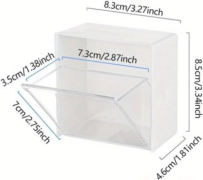 1PC Wall Mounted Bathroom Storage Box Cotton Swab, Kitchen-Gadgets,Jewelry Organizer,Desk Accessories,Dorm Room Essentials2