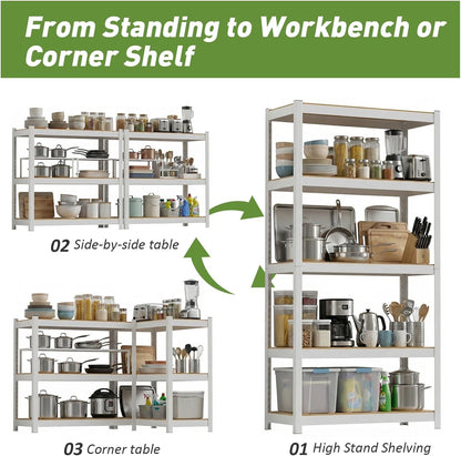 5 Tier White Shelving Unit Adjustable Metal Storage Utility Rack7