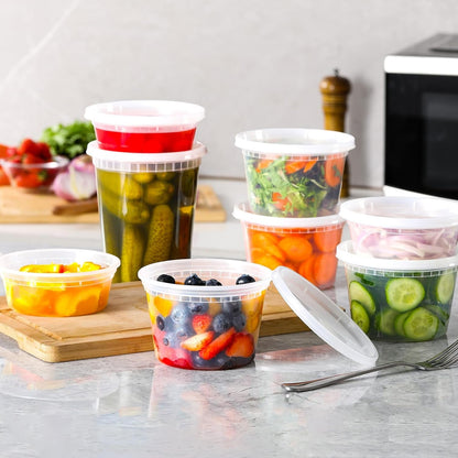 24 Sets Plastic Deli Food Containers with Lids, 8 Oz 16Oz 32Oz Variety Pack, Airtight Food Storage Containers, Freezer/Dishwasher/Microwave Safe, Soup Containers for Takeout Food Storage4