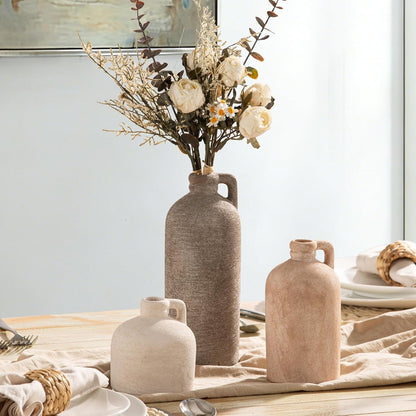 Ceramic Vase Home Table Decor - Flower Vase Set of 3 Living Room Kitchen Decorations Farmhouse Modern Rustic Vases Decorative Centerpiece for Shelf Bedroom Office Bathroom Dining Coffee Desk4