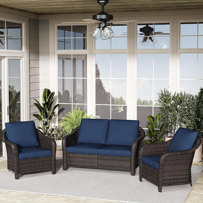3 Piece Patio Furniture Set, Wicker Outdoor Conversation Set1