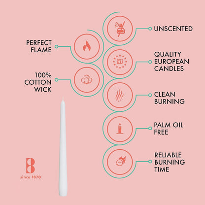 Unscented 10 Inch Dinner Candles, 10 Pack - 8 Hour European Quality Smokeless Dripless Taper Candles for Home Décor3