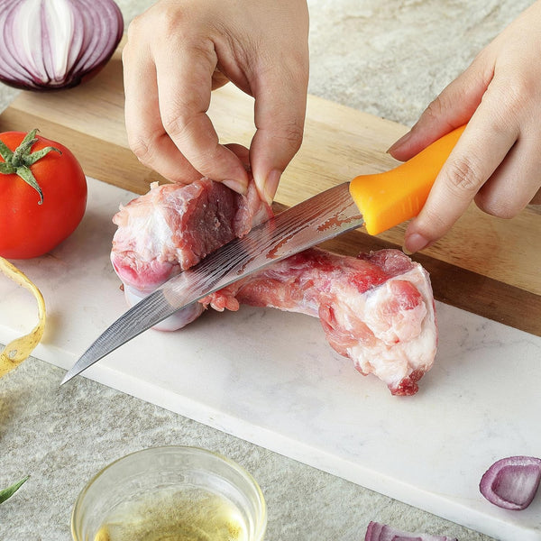 2PCS Curved Boning Knife, OHOLA 6 Inch Deboning Knife, Premium Stainless Steel Fillet Knife with Ergonomic PP Hanlde, Great for Meat, Fish, Poultry, Cutting, Trimming, Dishwasher Safe6