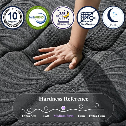Upgraded Luxury 12 Inch Hybrid Twin Size Mattress in a Box, Medium Firm | Cooling Gel Memory Foam & Pocket Springs, 7-Zone Support, Back Pain Relief, Extra Edge Support, Certipur-Us, 365-Night Trial6