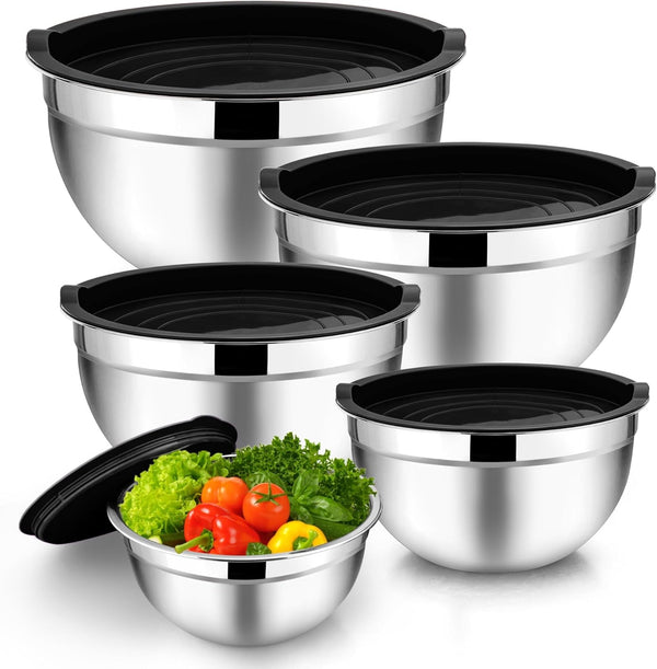 Mixing Bowls Set of 5, Stainless Steel Metal Salad Bowls with Lids1