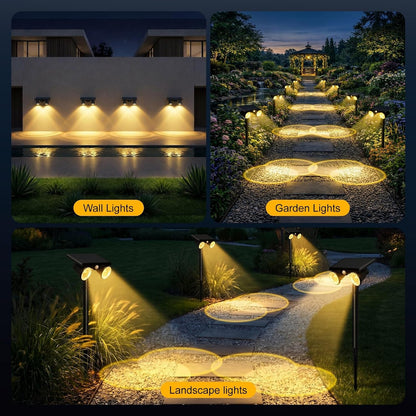 Solar Lights Outdoor Waterproof, Dual Heads Adjustable Solar Spot Lights Outdoor, 2-In-1 Motion Sensor Solar Powered Spotlight Landscape Lighting for Garden, Yard, Pathway- 4 Pack (Warm Light)9