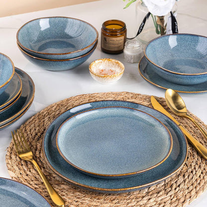 Ceramic Dinnerware Sets for 4, 12Pcs Plates and Bowls Sets Dishes4
