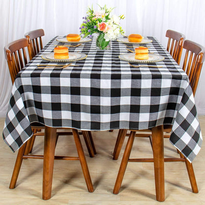 Checked Tablecloth Rectangle 54X80-Inch Black and White Buffalo Plaid Tablecloth Washable Check Table Cover Gingham Tablecloths for Dining Room Rustic Table Linen Christmas2