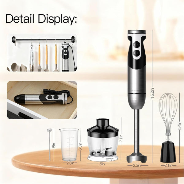 Pro Titanium Reinforced 5-In-1 Immersion Hand Blender, Powerful Motor with 80% Sharper Blades, 12-Speed Corded Blender, Including 500Ml Chopper, 600Ml Beaker, Whisk and Milk Frother (Black)7
