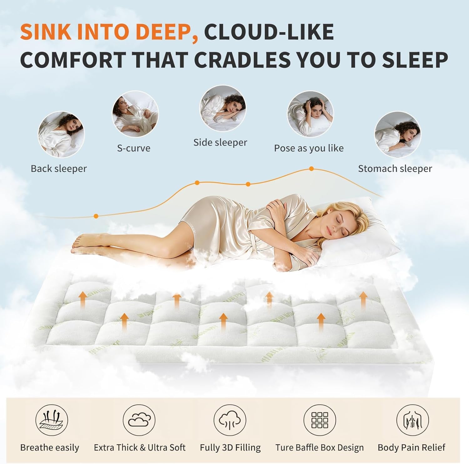 full-size-cooling-bamboo-mattress-topper-with-deep-pockets-soft-viscose-stretchable-pockets-cooling-pillow-top-relieves-back-pain-breathable-for-hot-sleepers