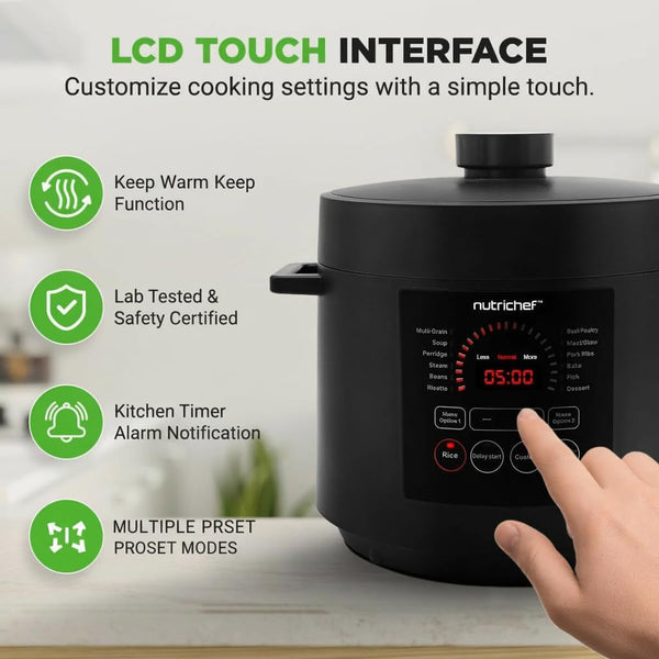 Electric Pressure Cooker 6 Quart Capacity | 9 Function Digital Countertop Pressure Cooker | Adjustable Time & Temperature | Cook, Bake, Steam, Broil, & Braise | 13.1 X 11.4 in | Black3