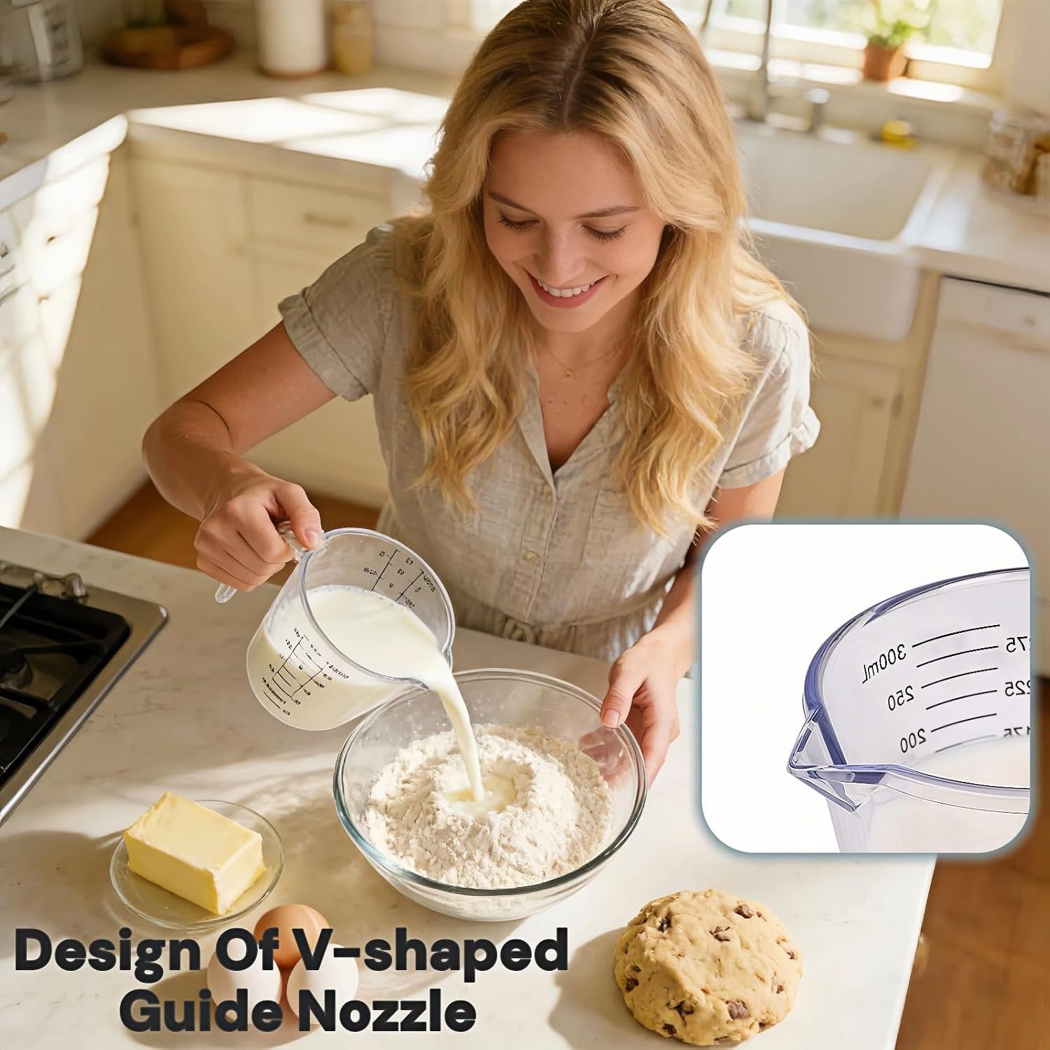 bpa-free-plastic-measuring-cup-300ml-1-cup-clear-with-dual-ml-cup-marks-heat-resistant-0-176-f-v-shaped-spout-for-drip-free-pouring-comfort-grip-handle-for-baking-cooking