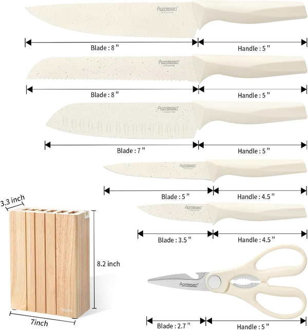 Premium Quality 8-Piece Knife Set with Block, Lightweight and Strong, ﻿ Ergonomic Handles for Home,Dishwasher Safe ﻿3