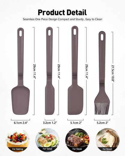 4Pcs Silicone Spatula Set, V-Hover, Non-Scratch, 450°F Heat Resistant2