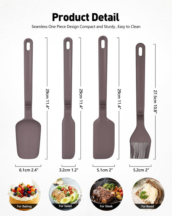 4Pcs Silicone Spatula Set, V-Hover, Non-Scratch, 450°F Heat Resistant2