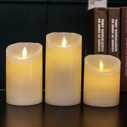 Flameless Candles Battery Operated Pillar Real Wax Electric LED Flickering Candle Sets with Remote Control Cycling 24 Hours Timer, 4" 5" 6" Pack of 3 (Ivory)5