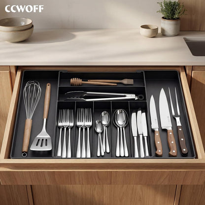 Silverware Drawer Organizer, 9 Slots Expandable Kitchen Drawer Organizer9
