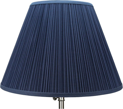 Lampshade 9" Top Diameter X 18" Bottom Diameter X 13" Slant Height with Washer (Spider) Attachment for Lamps with a Harp (Pleated Navy)2