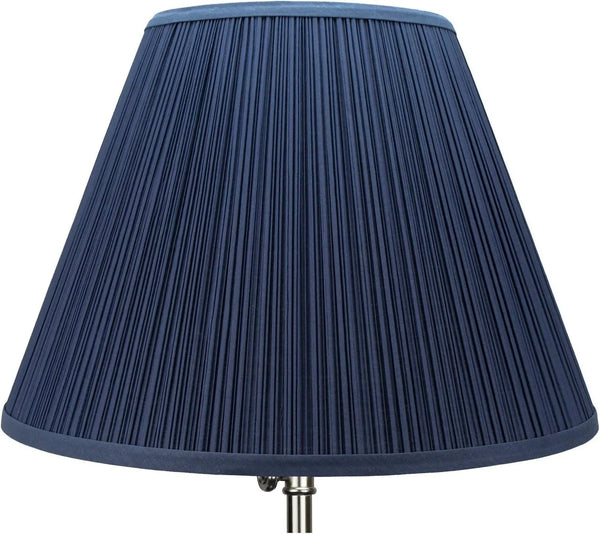Lampshade 9" Top Diameter X 18" Bottom Diameter X 13" Slant Height with Washer (Spider) Attachment for Lamps with a Harp (Pleated Navy)2