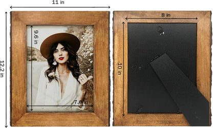 8X10 Picture Frames with Bark Edges, Rustic Wood Photo Frame for Tabletop or Wall Display, Natural Brown.5