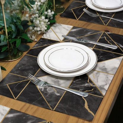 12"X18" Black and White Marble Geometric Placemats Set of 4 Washable Thick Place Mats Kitchen Table Mats Decorative Linen Fabric Table Mat for Dining Decoration Table Kitchen Home Decor5