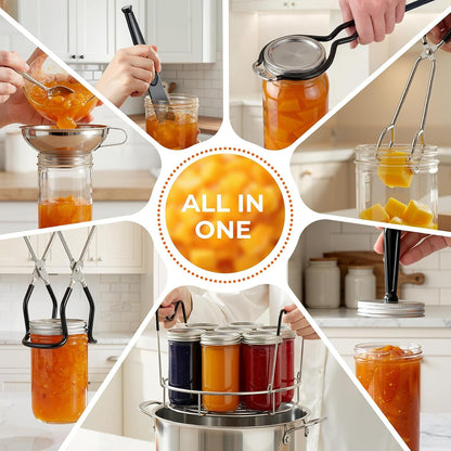Canning Supplies Starter Kit, Tools Set with Stainless Steel Rack | True 304 Stainless Steel, Rustproof, Food Grade, Heat-Resistant Handle, No Stick, Easy to Clean, Dishwasher Safe2