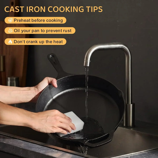 Cast Iron Skillet 12 Inch, Pre-Seasoned Frying Pan, Heavy-Duty Professional Restaurant Chef Quality Cookware with Drip Spout, Indoor & Outdoor Use, Compatible with Oven, Stove, Grill & Campfire6