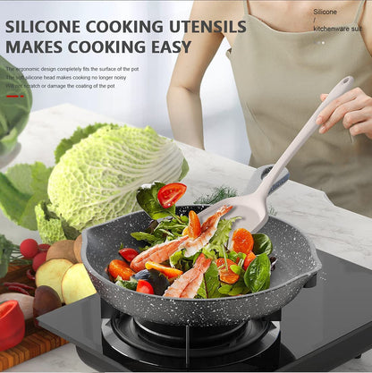 Silicone Cooking Utensils Set - 446°F Heat Resistant Kitchen Utensils,Turner Tongs,Spatula,Spoon,Brush,Whisk,Kitchen Utensil Gadgets Tools Set for Nonstick Cookware,Dishwasher Safe (BPA Free)7