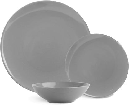 18-Piece Stoneware Dinnerware Set, Service for 6, Microwave and Dishwasher Safe, Plates and Bowls for Everyday Use, Smokey Grey4