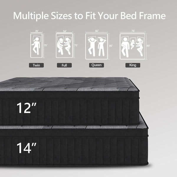 Queen Size Mattress, 14 Inch Hybrid Mattress in a Box, Medium Firm,Memory Foam and Individual Pocket Springs for Pressure Relief, Certipur-Us Certified8