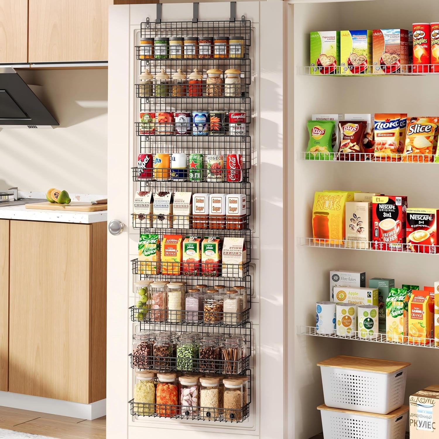 9-tier-spice-rack-organizer-with-door-hook-wall-mount-and-extra-large-capacity-for-pantry-door-stylish-black-design-for-effortless-organization-ultimate-kitchen-storage-solution