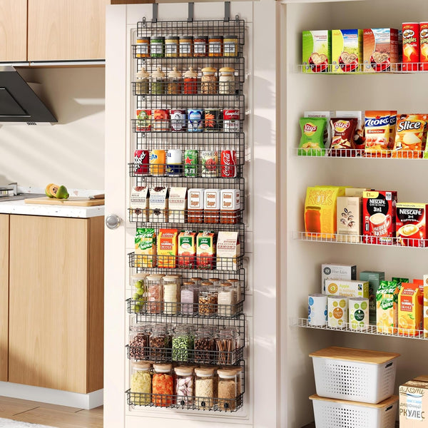 9-Tier Spice Rack Organizer with Door Hook, Wall Mount, and Extra Large Capacity for Pantry Door – Stylish Black Design for Effortless Organization, Ultimate Kitchen Storage Solution1