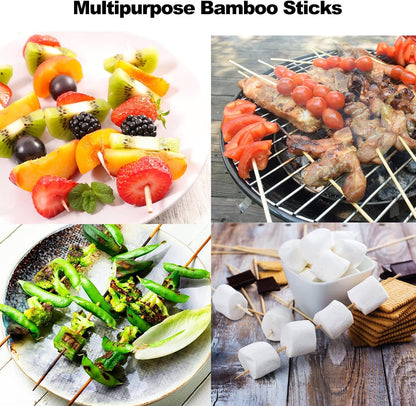 200 PCS Bamboo Skewers, 12 Inch Wooden Skewers for Appetizers Fruit Kebabs | Mini Food Sticks for Barbecue Grilling Burger Sausage, Natural Cocktail Picks for Drinks, Long Toothpicks Tooth Picks7