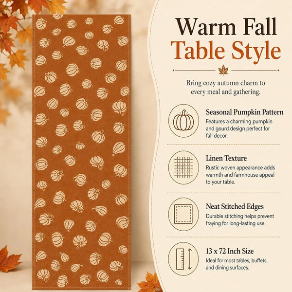 210 GSM Fall Table Runner Home Party Decoration 13X72 Inch | Pumpkins, Seasonal Kitchen Dining Table Decor5