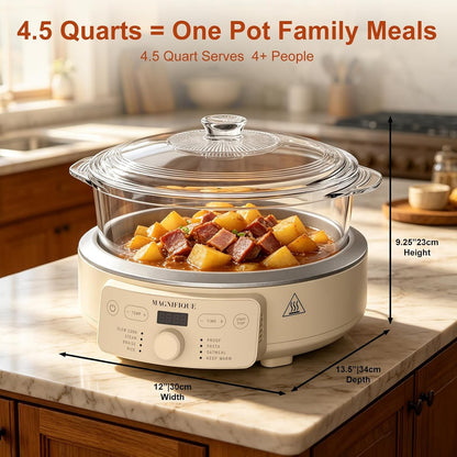5 Quart Claypot Multi-Cooker, with 8-In-1 Casserole Programmable round Slow Cooker, Dutch Oven, Pasta, Nonstick Oven Safe Pot to 450°F, Oatmeal2