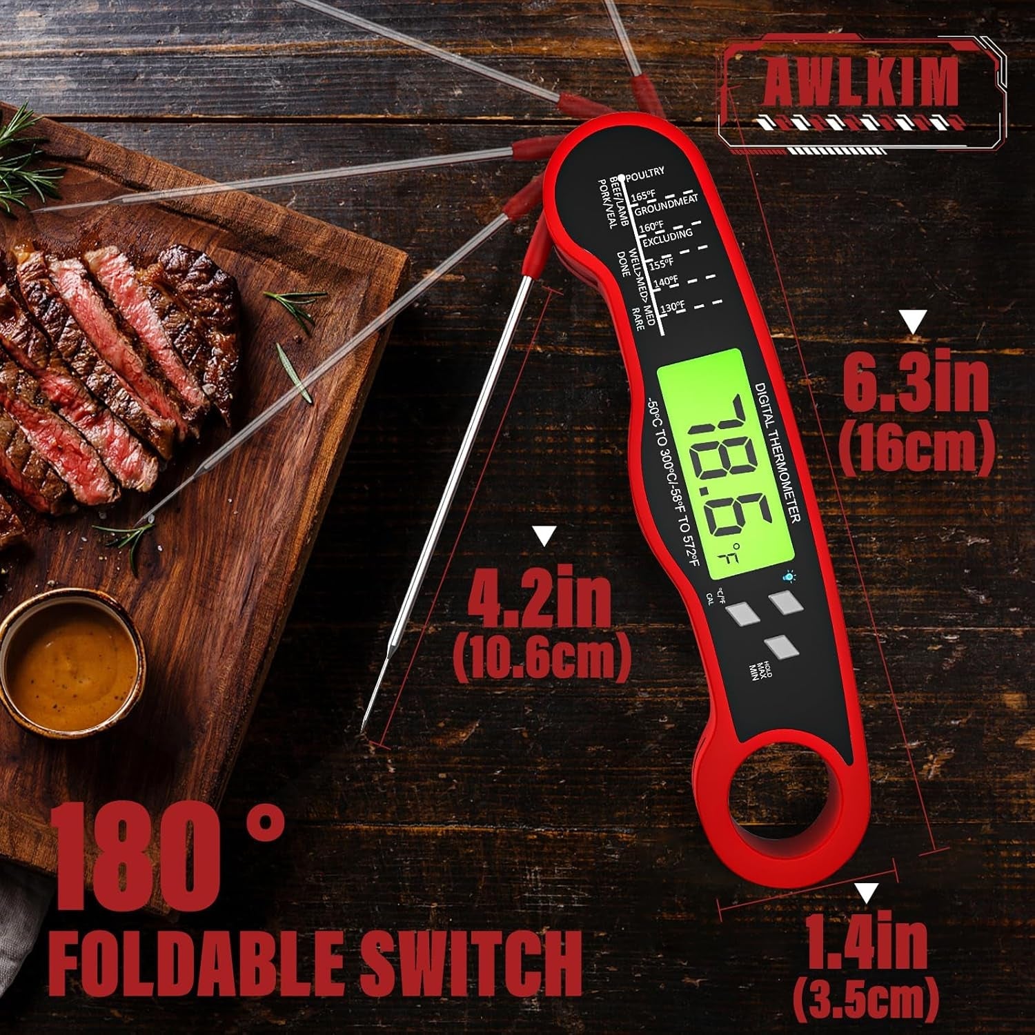 meat-thermometer-digital-instant-read-food-thermometer-red-waterproof-cooking-thermometer-with-doneness-chart-backlight-f-c-switch-for-bbq-candy-oil