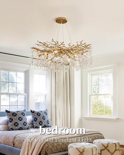 Modern Tree Branch Crystal Chandelier Luxury Gold Crystal Pendant Lighting 40" Contemporary 14-Light Chandeliers for Dining Room Kitchen Bedroom Living Room5
