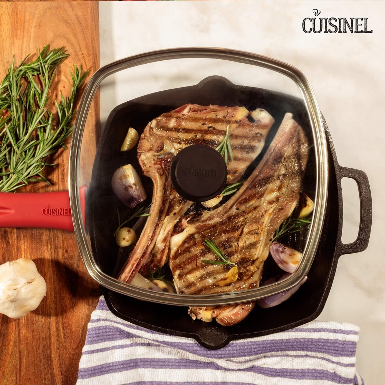 cast-iron-square-grill-pan-glass-lid-pan-scraper-handle-cover-10-5-pre-seasoned-ridged-skillet-grill-stovetop-fire-indoor-outdoor-use-for-grilling-frying-sauteing