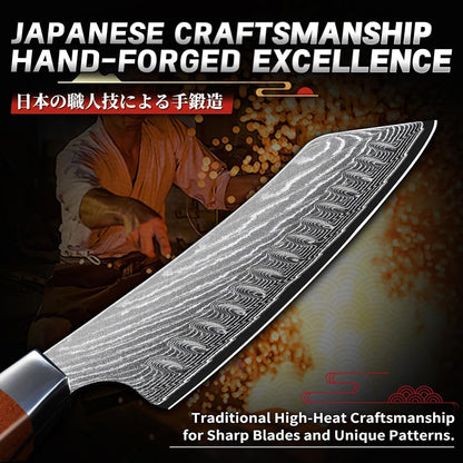 Japanese Chef Knife 7" - Damascus Santoku Kitchen Knife4