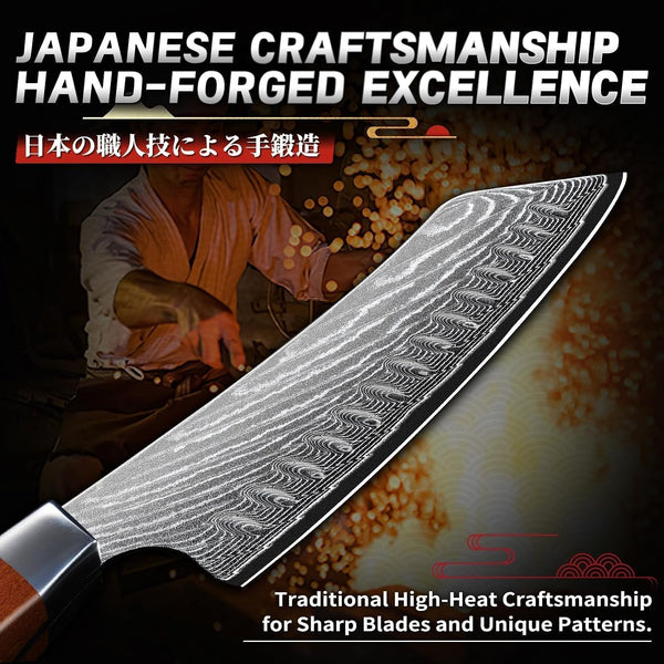 Japanese Chef Knife 7" - Damascus Santoku Kitchen Knife4