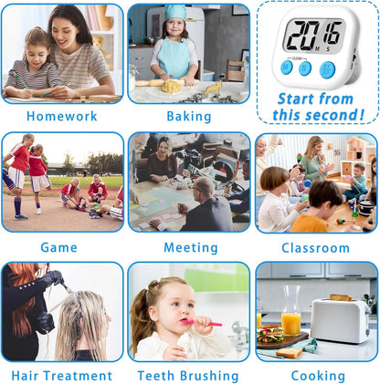 Digital Kitchen Timers, Classroom Timers for Kids Teachers, 6 Color | Back to School Supplies Bulk, Classroom Must Haves, Min/Sec Count Up/Down, Magnetic Back, Loud Alarm, Lanyards Included7