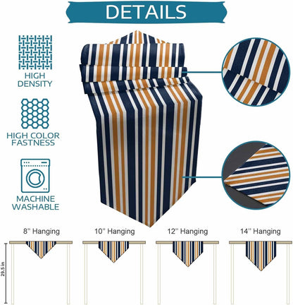 Orange Navy Blue Striped Table Runner Linen Burlap Table Runner 72 Inches Long Gradient Horizontal Lines Dresser Scarves for Kitchen Island Coffee Dining Room Party Wedding Holiday Decor 13"X72"5