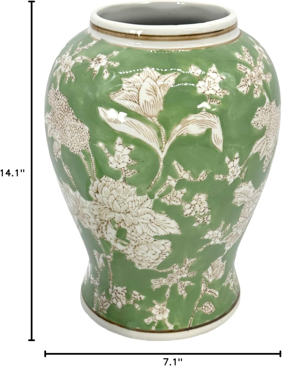 14-green-white-floral-ceramic-porcelain-ginger-jar-floral-home-decor-jar-urn-shape-vase