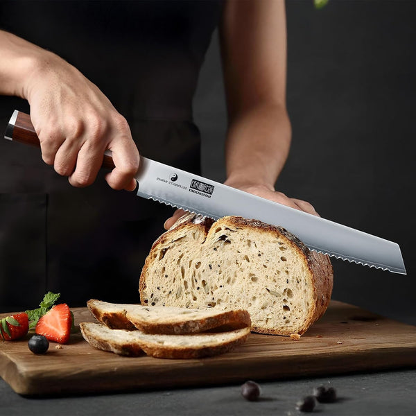 Bread Knife 10 Inch & Cleaver Knife 7 Inch, Professional Japanese High Carbon Stainless Steel Serrated Bread Knives, Professional Kitchen Chopping Butcher Knife for Meat Vegetable Cutting2