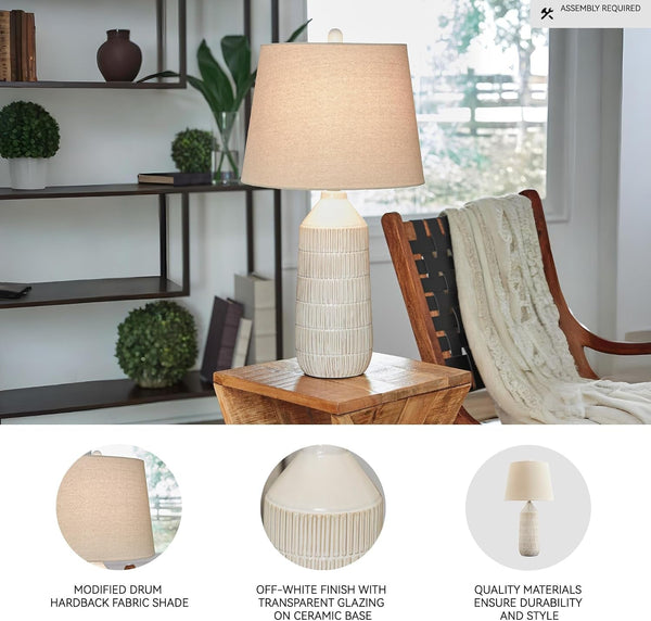 Signature Design by Ashley Willport Ceramic Table Lamp Set of 2, White3