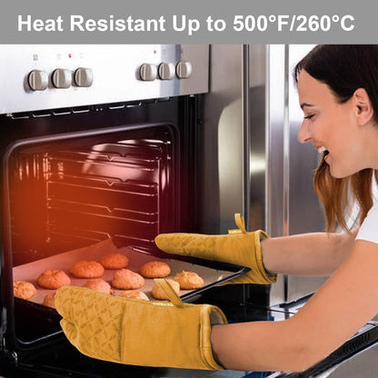 Oven Mitts and Pot Holders 6Pcs Set, Kitchen Oven Glove High Heat Resistant 500 Degree Extra Long Oven Mitts and Potholder with Non-Slip Silicone Surface for Cooking （Orange）5