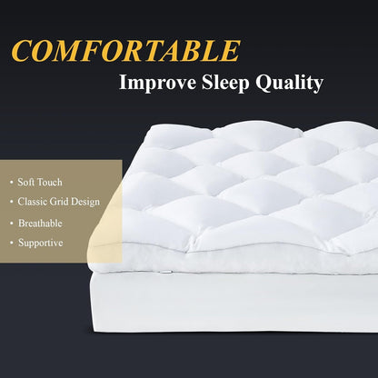 3 Inch Queen Mattress Topper, Ultra Thick and Fluffy Supportive Memory Foam Mattress Topper for Body Pain, Mattress Pad with Breathable Mesh Design for Deep Sleep, 80X60X3 Inches7