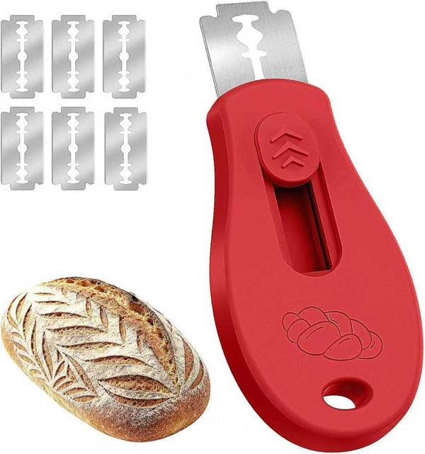 Bread Lame Sourdough Scoring Tool, Extractable & Magnetic Bread Scoring Tool, Scoring Knife for Bread Baking, Bread Razor for Homemade Bread, Sourdough Scorer Tool, Includes 5 Razor Blades-Red1