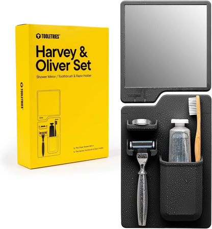 Harvey & Oliver, Shower Organizer & Shaving Mirror - Charcoal1