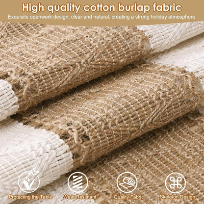 Boho Table Runner with Tassels 72 Inches Long Farmhouse Rustic Table Runner Macrame Burlap Table Decoration for Home Decor Living Room Bridal Shower, Single Striped (12X72 Inches)3